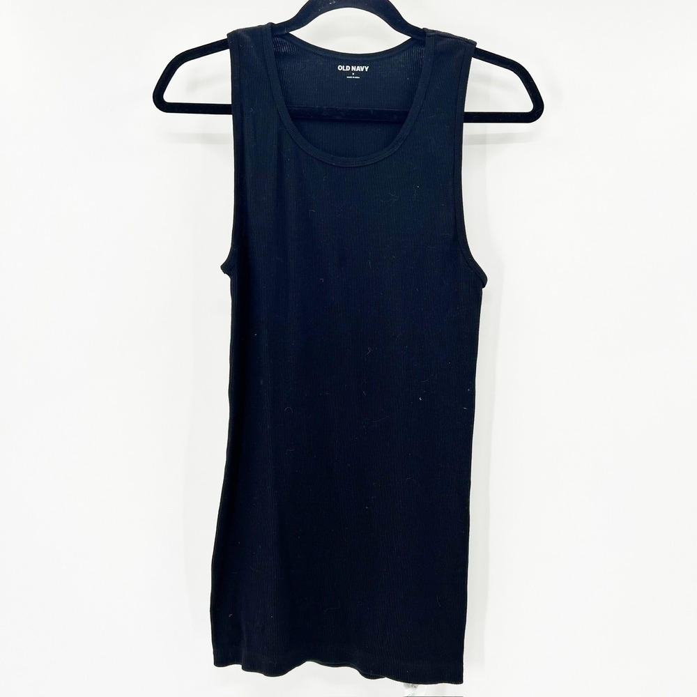 Old Navy Tank Top Womens S Black Excellent Ribbed Cotton Scoop Neck‎ Sleeveless